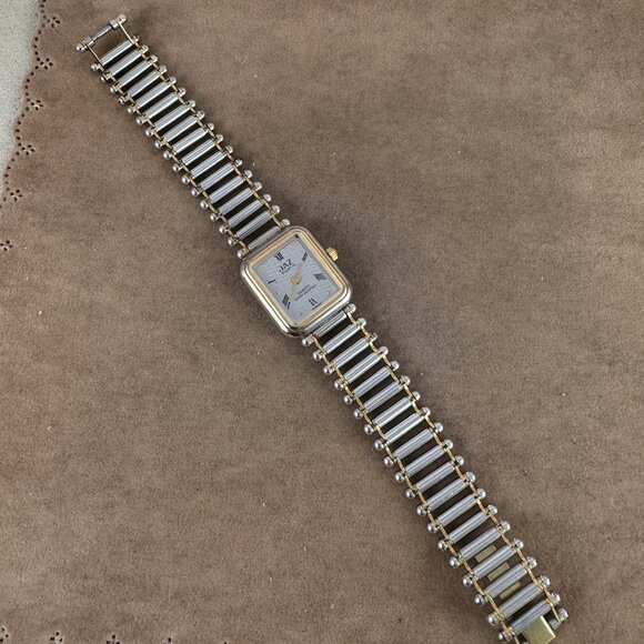 Vintage French JAZ Tank Watch Nice 2 Tone Gold & Silver Tone Link Bracelet - Picture 5 of 10